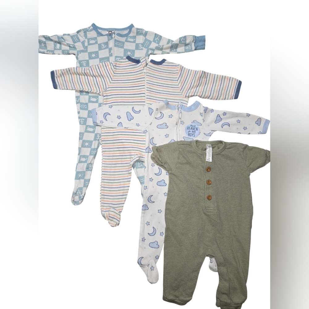 Millie & Myles, Modern Moments- Infants 4pc Pajama Footies Multicolor EUC